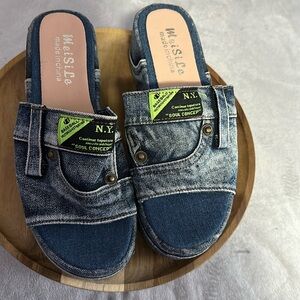 Women’s denim wedge sandals